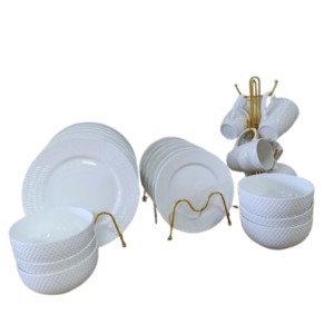 24pc checked dinner set